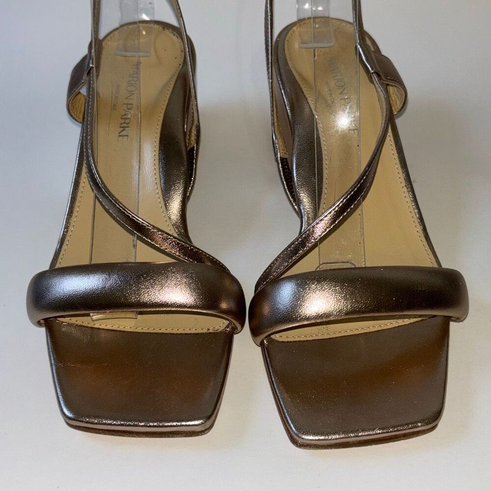 Marion Parke Leather slingback sandal rose gold/metallic pink Sz 38/8 - Picture 2 of 9